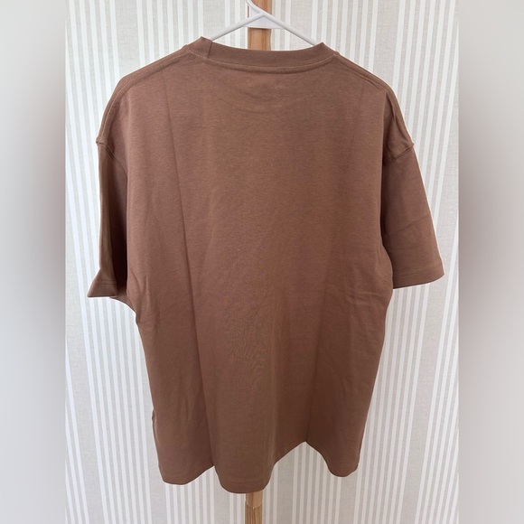 NWT Active After Coffee Crew T-Shirt Tan Unisex Size Small 100% Cotton oversized - Picture 5 of 12